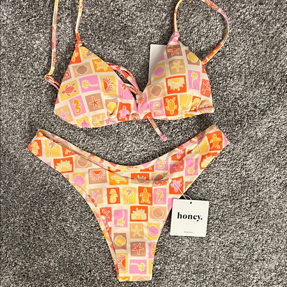 Honey Multicolor Patterned Bikini Set